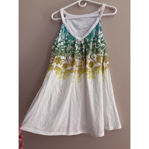 Athleta White Paisley Print Colorful Racerback Athletic Tank Size Small Tall - Picture 4 of 10